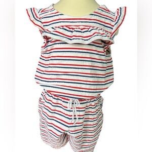 Janie and Jack Americana Girls Striped Romper Size 12